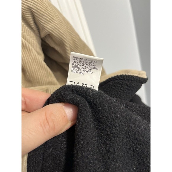 Mens Jacket Coat Tan Corduroy Fleece Lined 2XL Trucker Chore Button Up Pockets - Picture 6 of 13